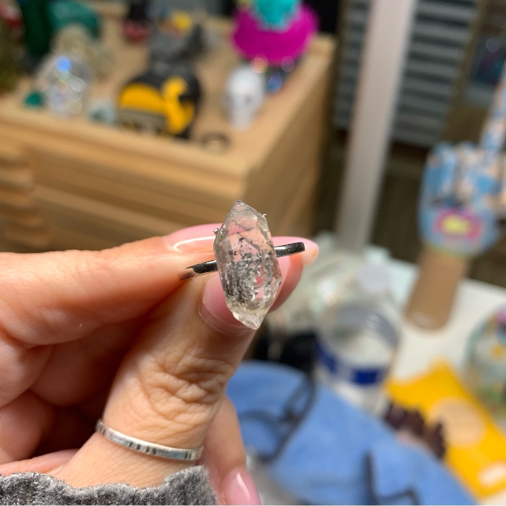 925 adjustable herkimer diamond ring